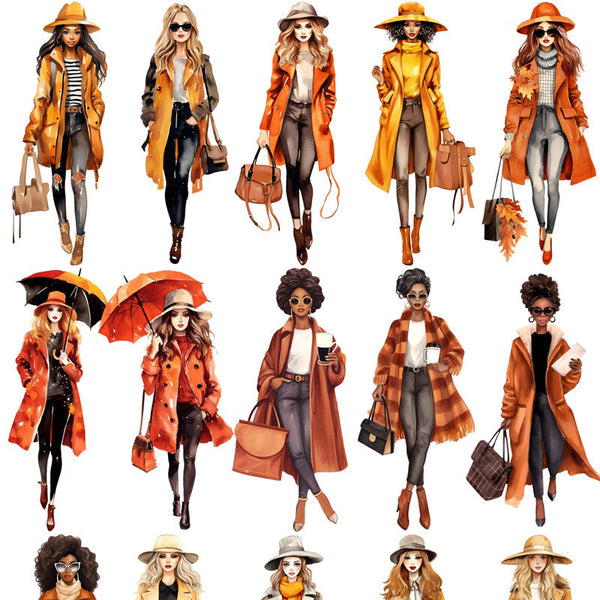 15PCS Four seasons fashion girl sticker