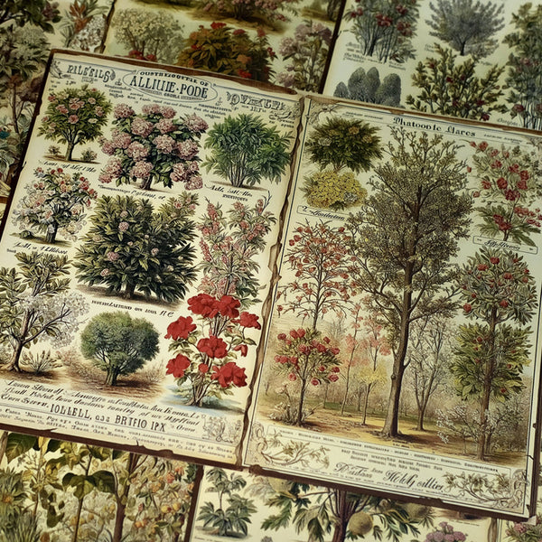 10PCS Retro forest trees background paper