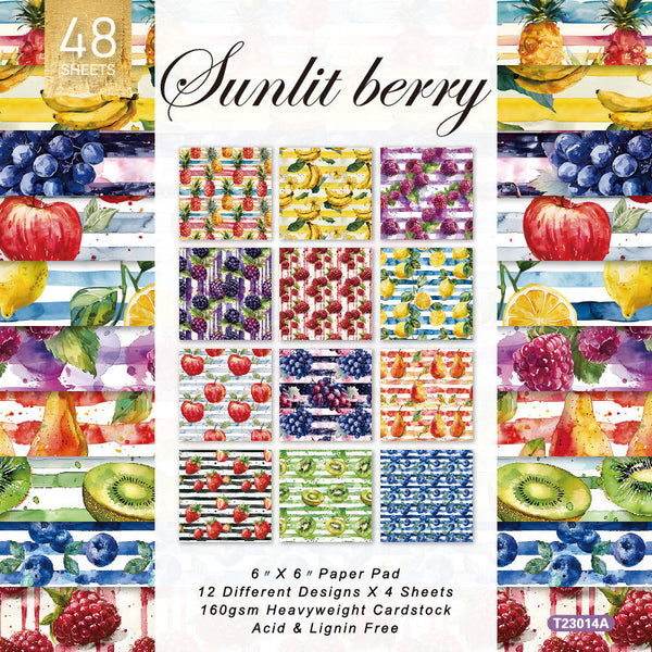 48PCS Sunlit berry background paper