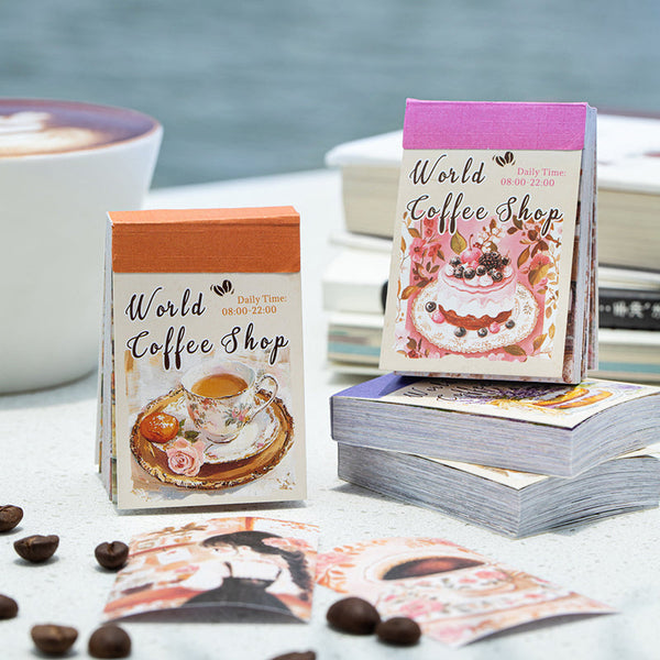 50PCS World Coffee Shop Series sticker book