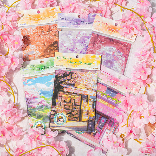 10PCS To see the cherry blossom series sticker