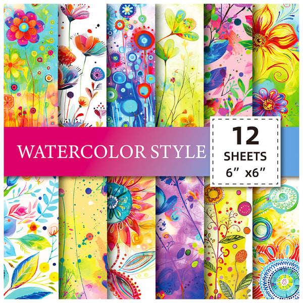 12PCS Watercolor style material paper