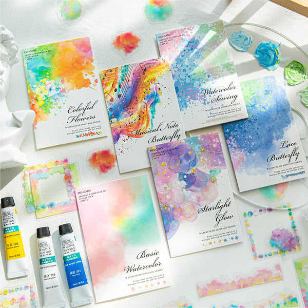 20PCS Watercolor montage series sticker