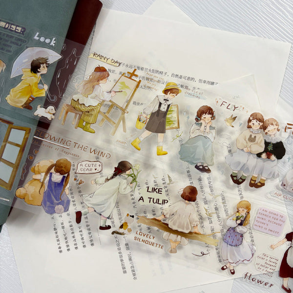 Whole Roll 6.5cm*5m Dear girl Die Cutting Washi/PET Tape