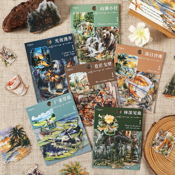 15PCS Nature Journey Series sticker