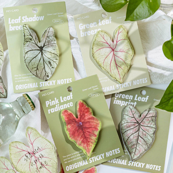 30PCS Green leaf series note paper