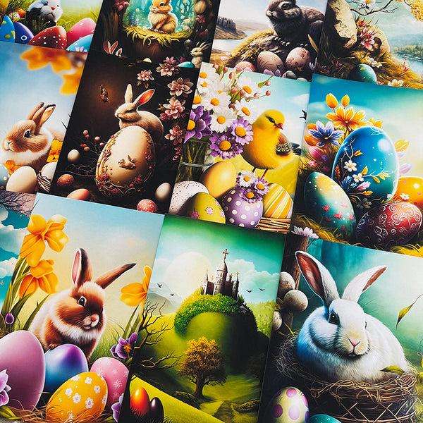 16PCS Easter bunny egg background paper