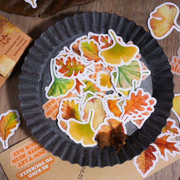 46PCS Silver oak leaves fall series sticker