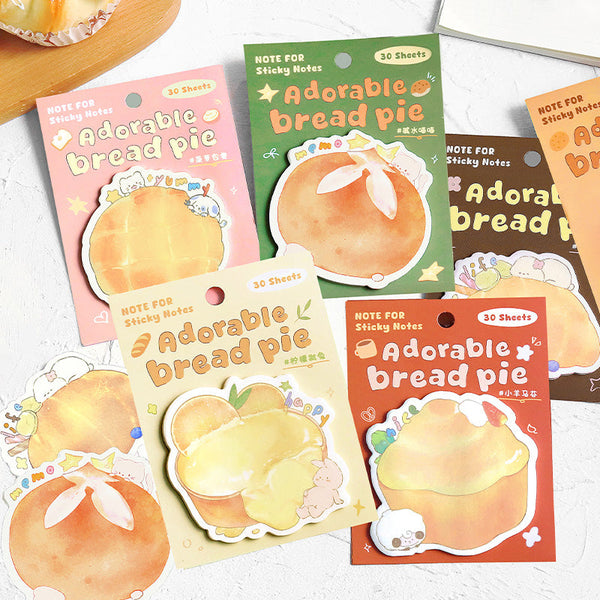 30PCS Adorable bread pie series note paper