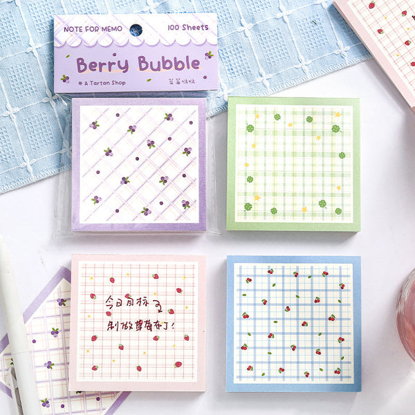 100PCS Flower leaf checkered fabric series note paper