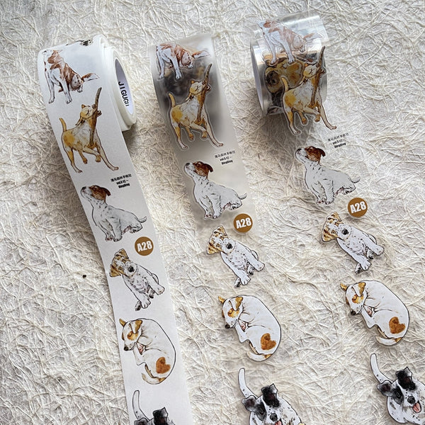 Whole Roll 3.5cm*6m Beloved dog Die Cutting Washi/PET Tape