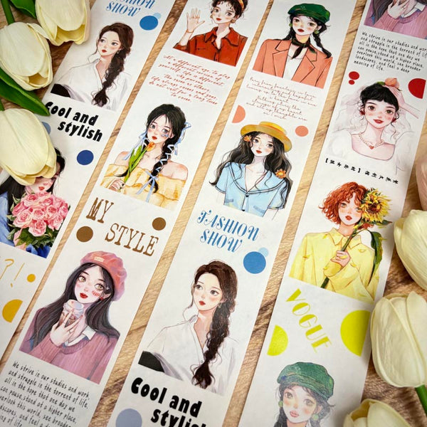 5.5cm*100cm Fashionable girl Die Cutting Washi/PET Tape
