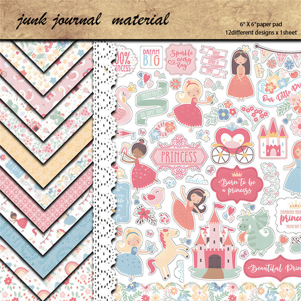 12PCS Little princess material paper