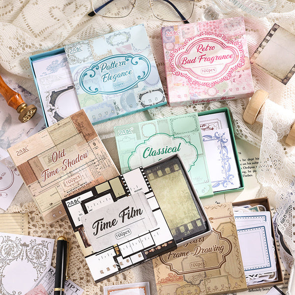 100PCS Nostalgic Notes series material paper