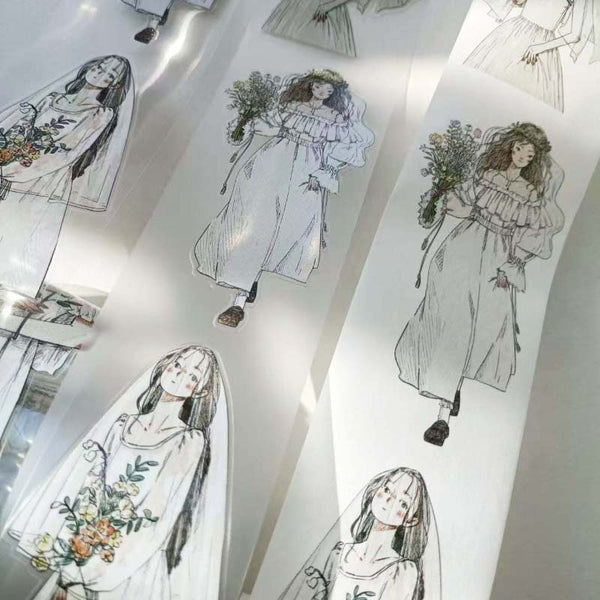 Whole Roll 5cm*10m White veil Die Cutting Washi/Fog PET Tape