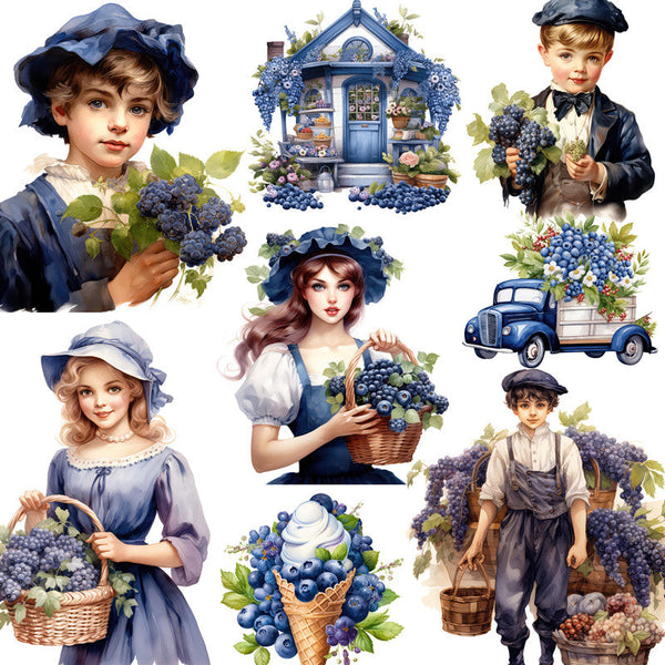 12PCS Victorian blueberries sticker