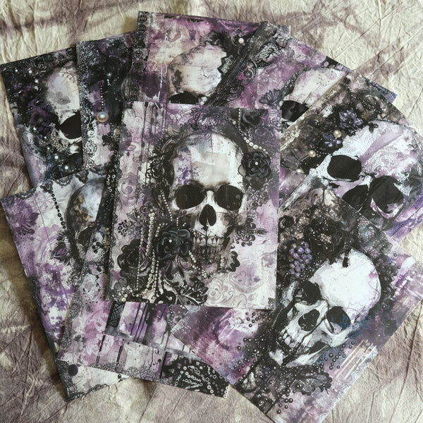 10PCS Purple Goth lace skeleton background paper
