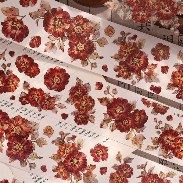 5.5cm*150cm Hollyhock flower Washi/PET Tape