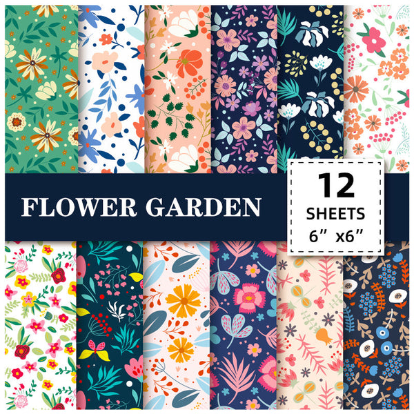 12PCS Flower garden material paper