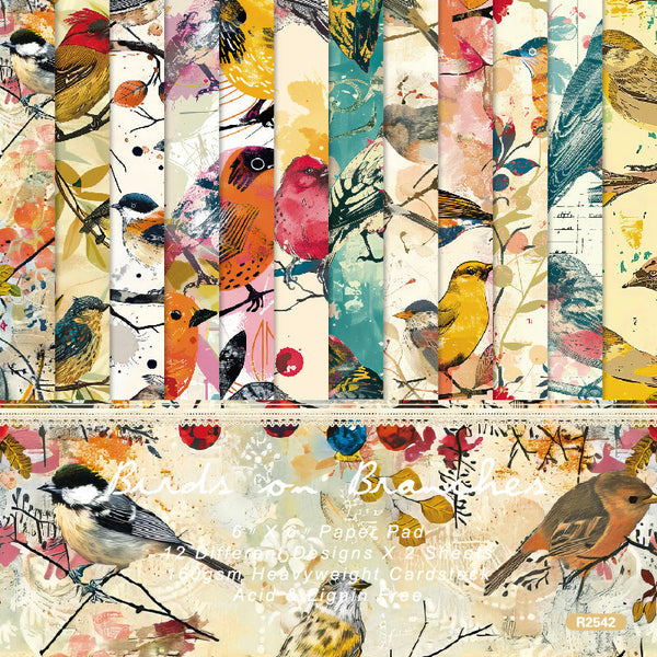 24PCS Birds on branches background paper
