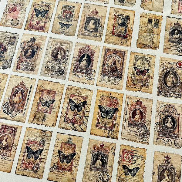 3 piezas de papel de fondo con sello de mariposa vintage