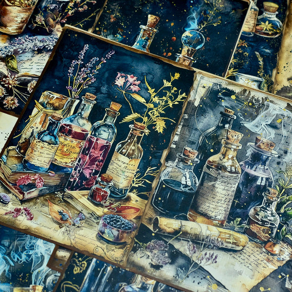 10PCS Mysterious magical herbs background paper