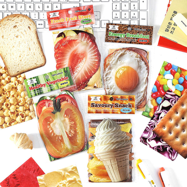 30PCS Food Diary Series material paper