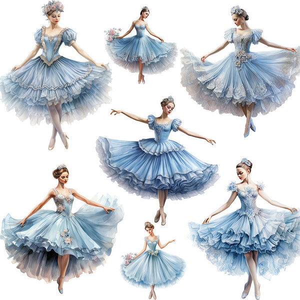 12 pegatinas de ballet azules