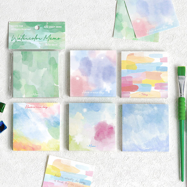 100PCS Watercolor series note paper