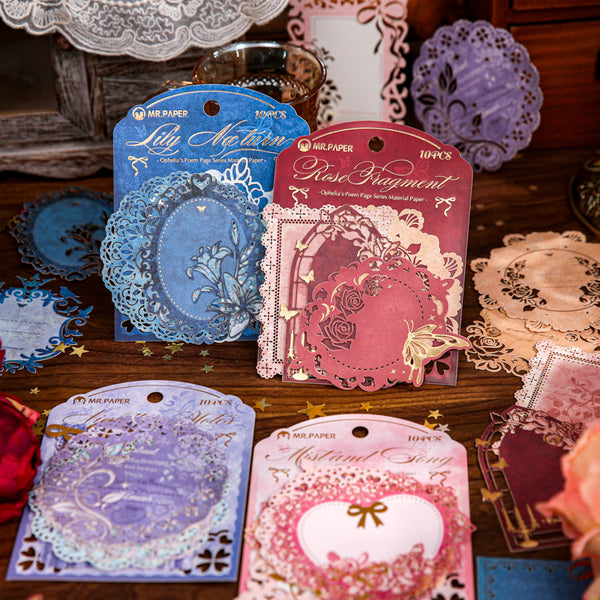10PCS Ophelia's poetry page series material paper