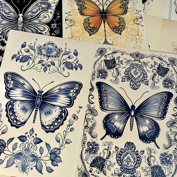 8PCS Classic butterfly background paper