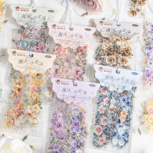 20PCS Encounter sea of flowers series sticker