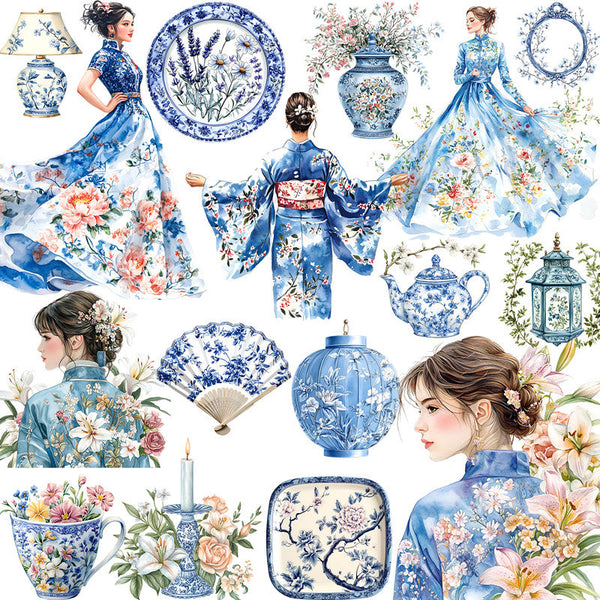 20PCS Qinghua Porcelain sticker