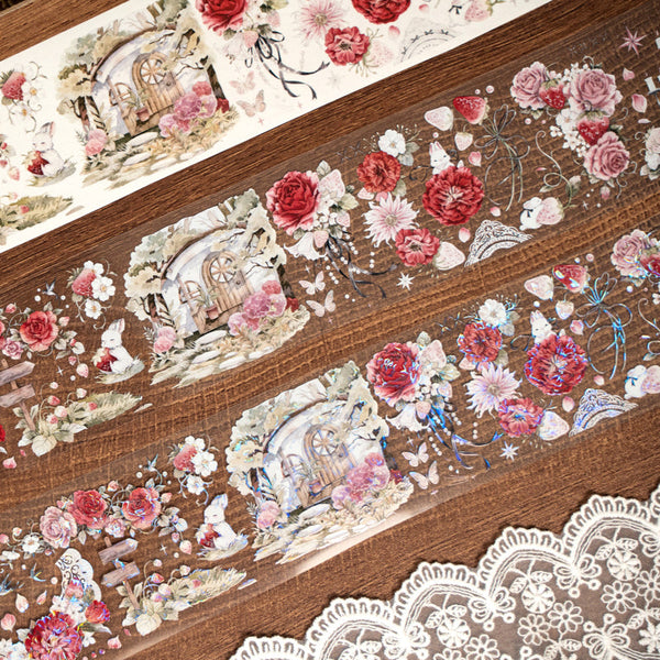 6cm*100cm The raspberry flowers Washi/PET/Shell Light PET Tape