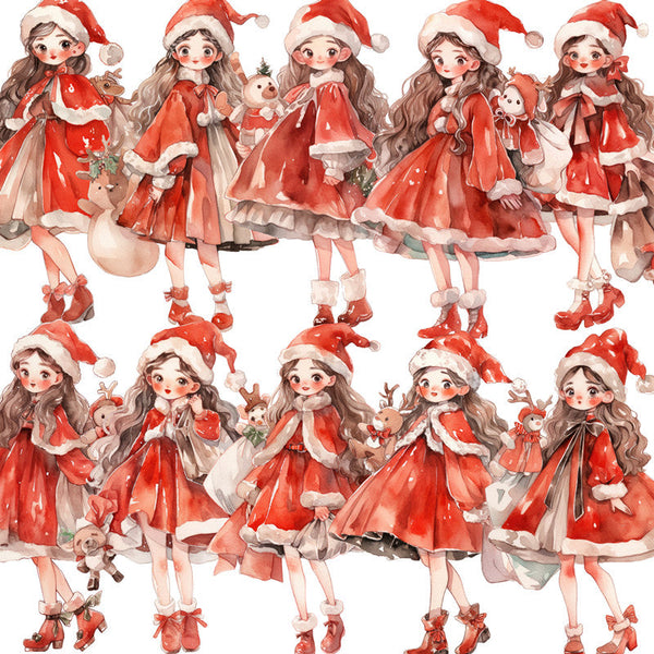 16PCS Christmas girl sticker