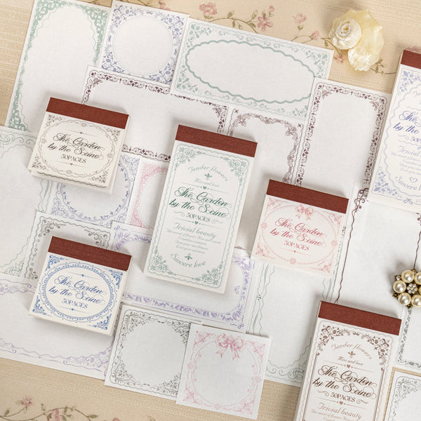 50PCS The Garden by the Seine Series note paper