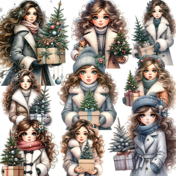 20PCS Christmas tree girl sticker