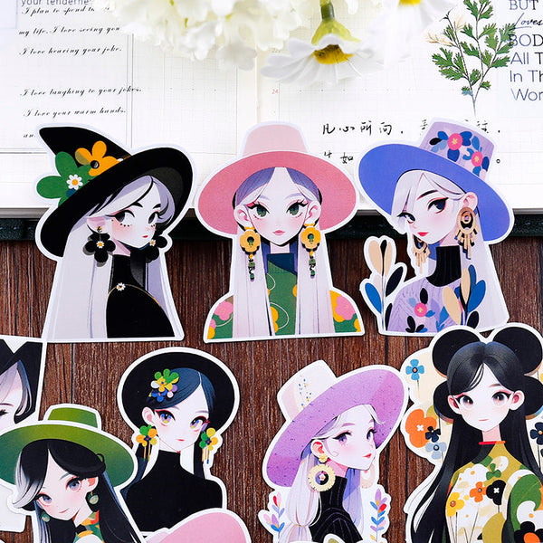 17PCS Cool girl sticker