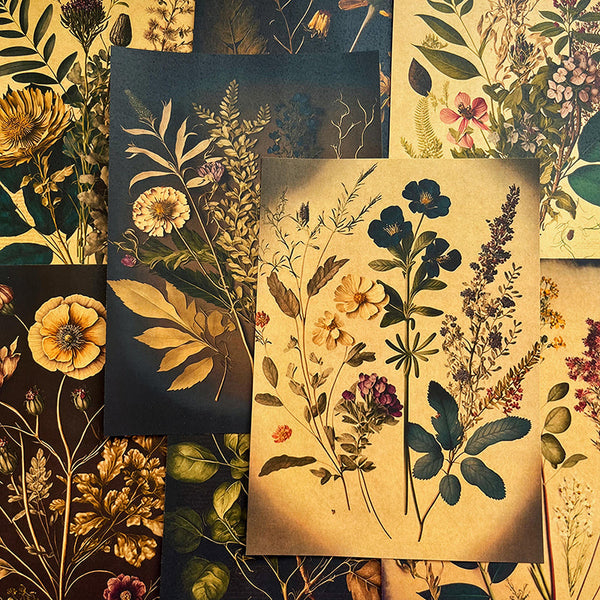 8PCS Vintage plant background paper