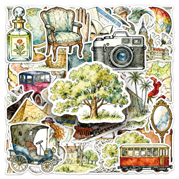 50PCS Retro travel girl Sticker