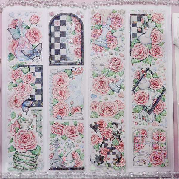 6cm*100cm Rose Chessboard Shell Light PET Tape