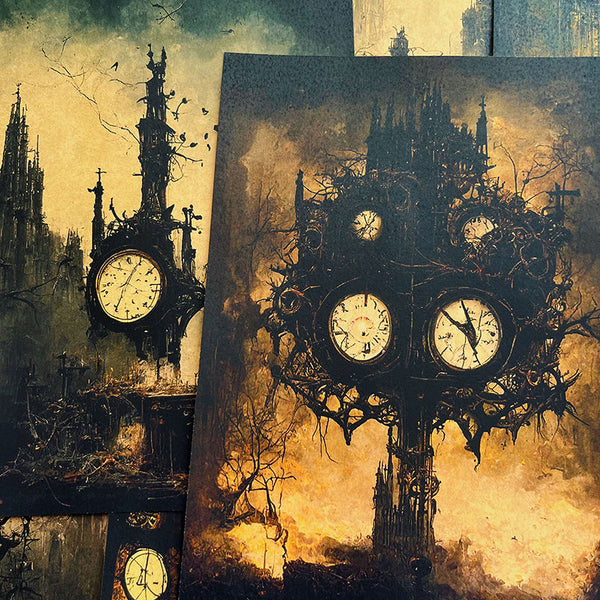 16PCS Ruins clock background paper