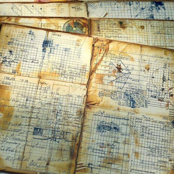 10PCS Retro English draft background paper