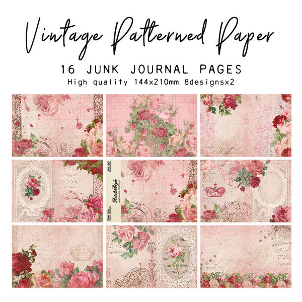 16PCS Retro flowers background paper