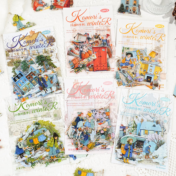 15PCS Komori's winter series sticker