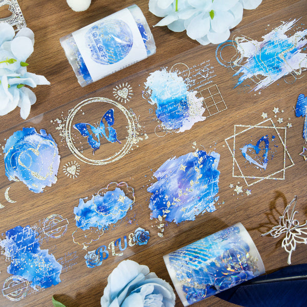 Starry sky blurring Shell Light Silver PET Tape