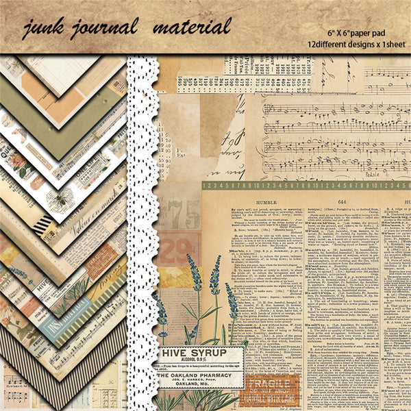 12PCS Retro label material paper