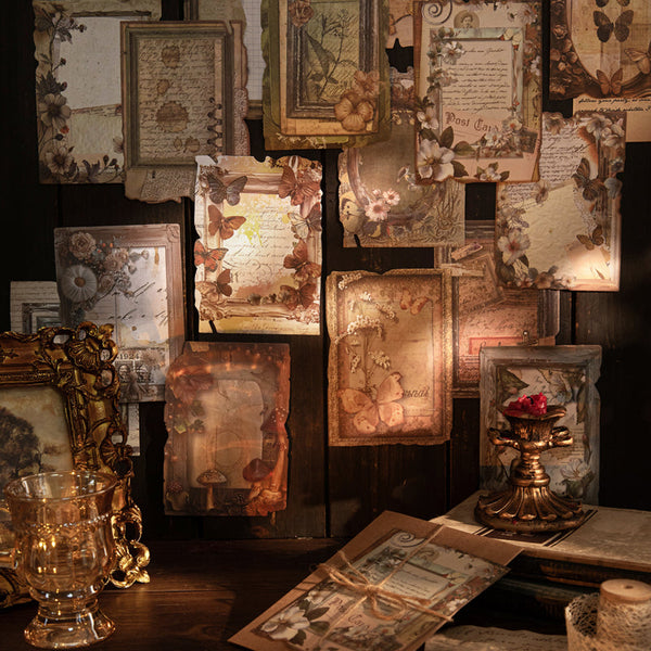 30PCS Dark fragrant wood series material paper