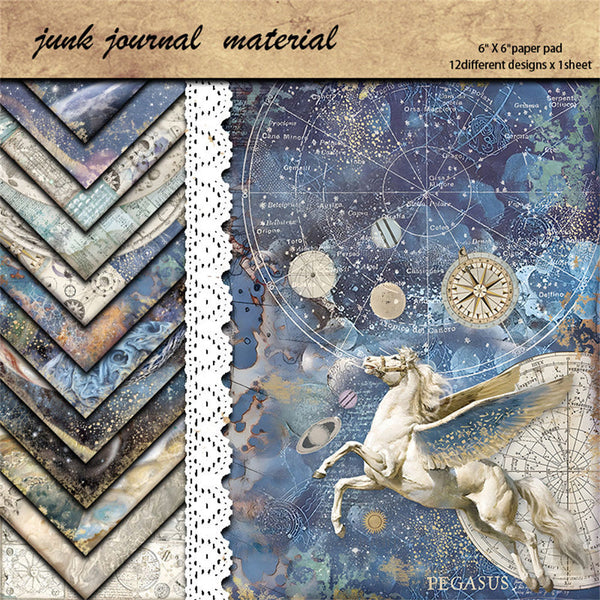 12PCS Blue night sky material paper