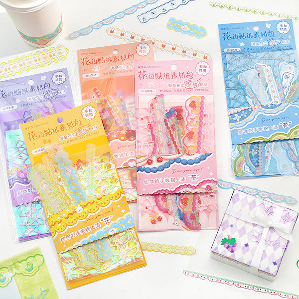 16PCS Flower Flow Firefly Series material paper set